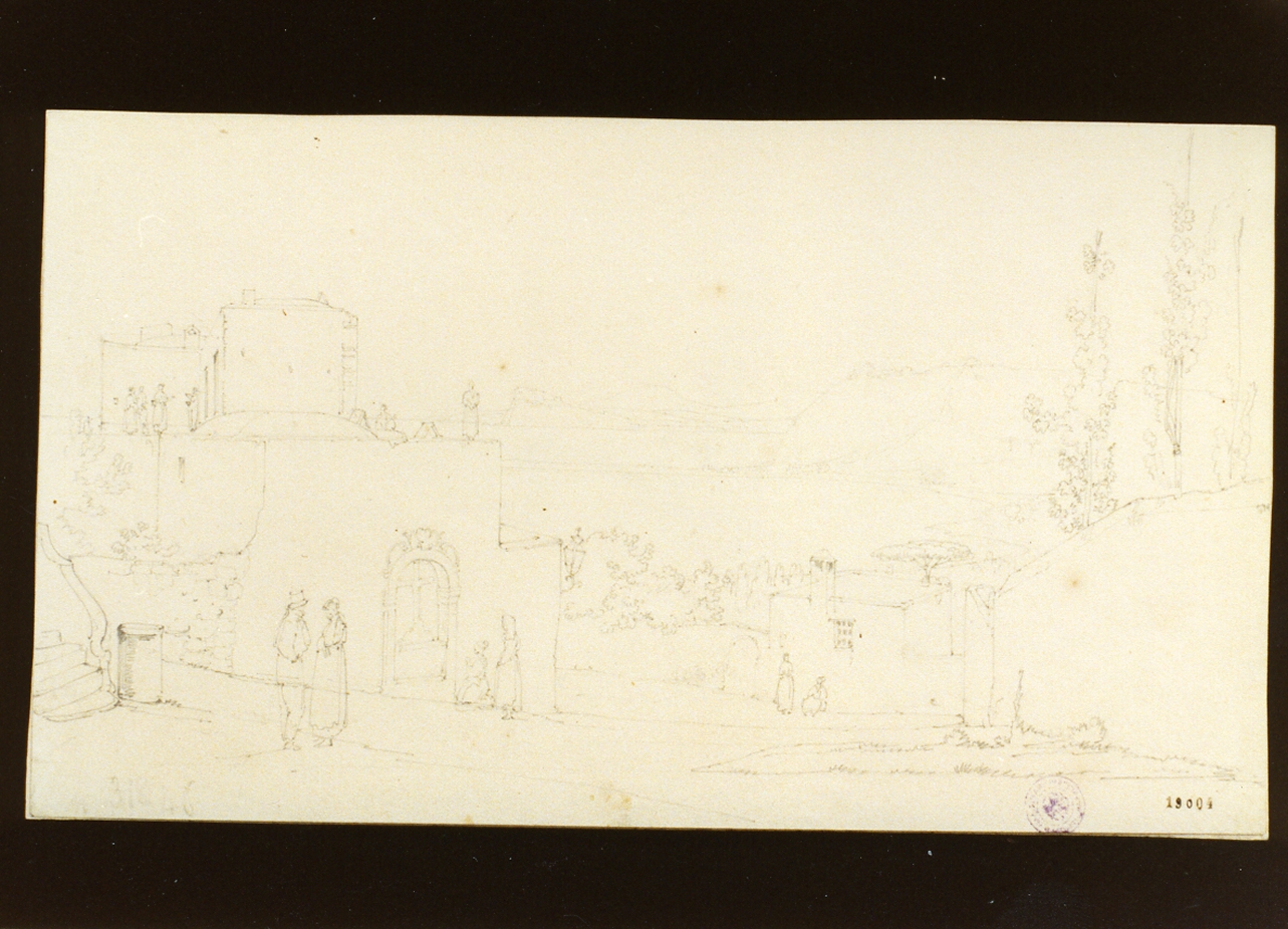 studio della veduta del golfo di Pozzuoli (disegno) di Gigante Giacinto (sec. XIX)