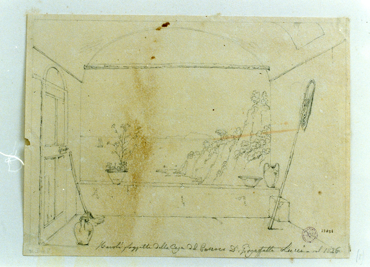 studio di veduta di Bacoli dalla loggetta (disegno) di Gigante Giacinto (sec. XIX)