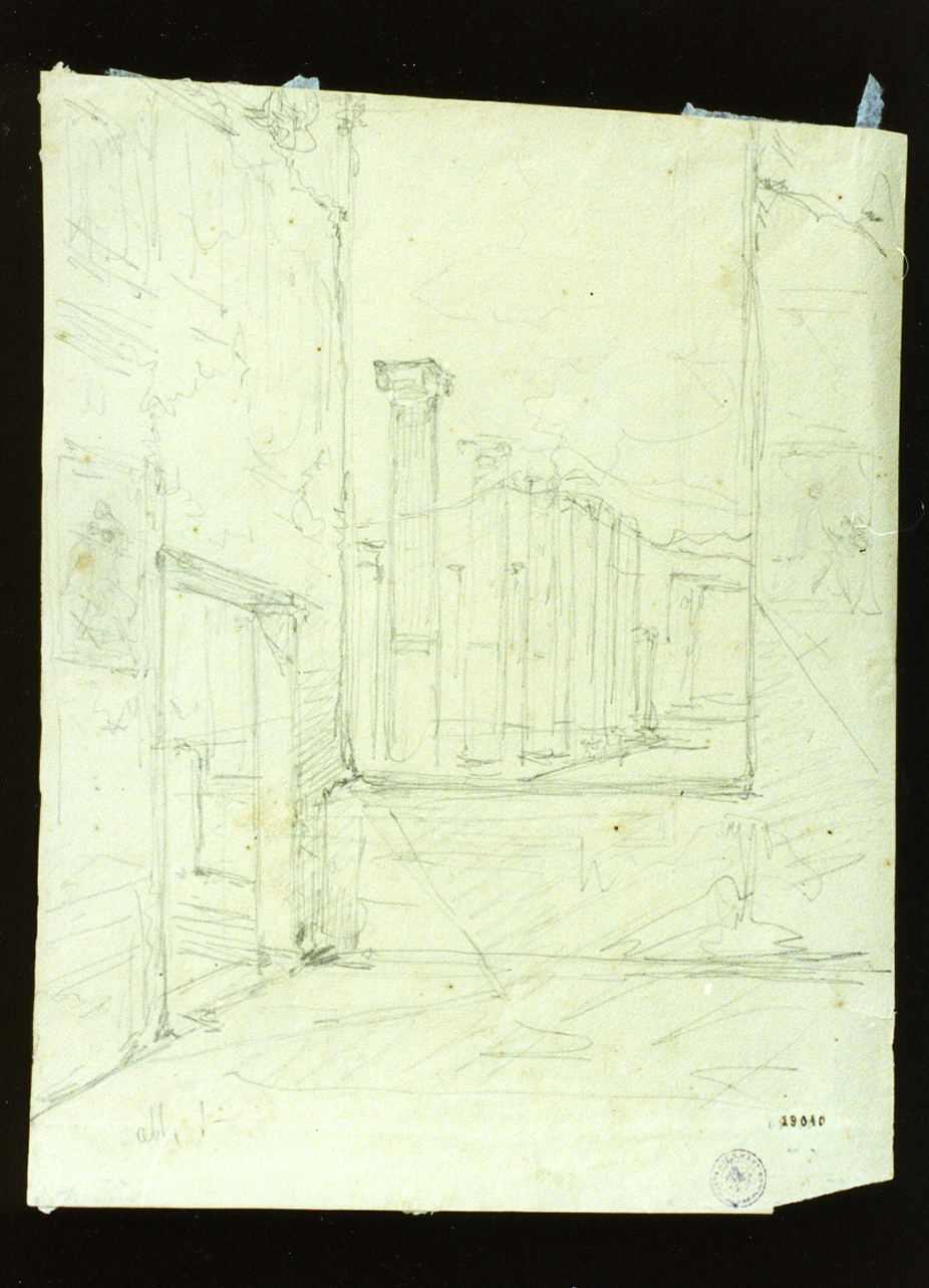 studio della casa di Arianna a Pompei (disegno) di Pitloo Anton Sminck (sec. XIX)