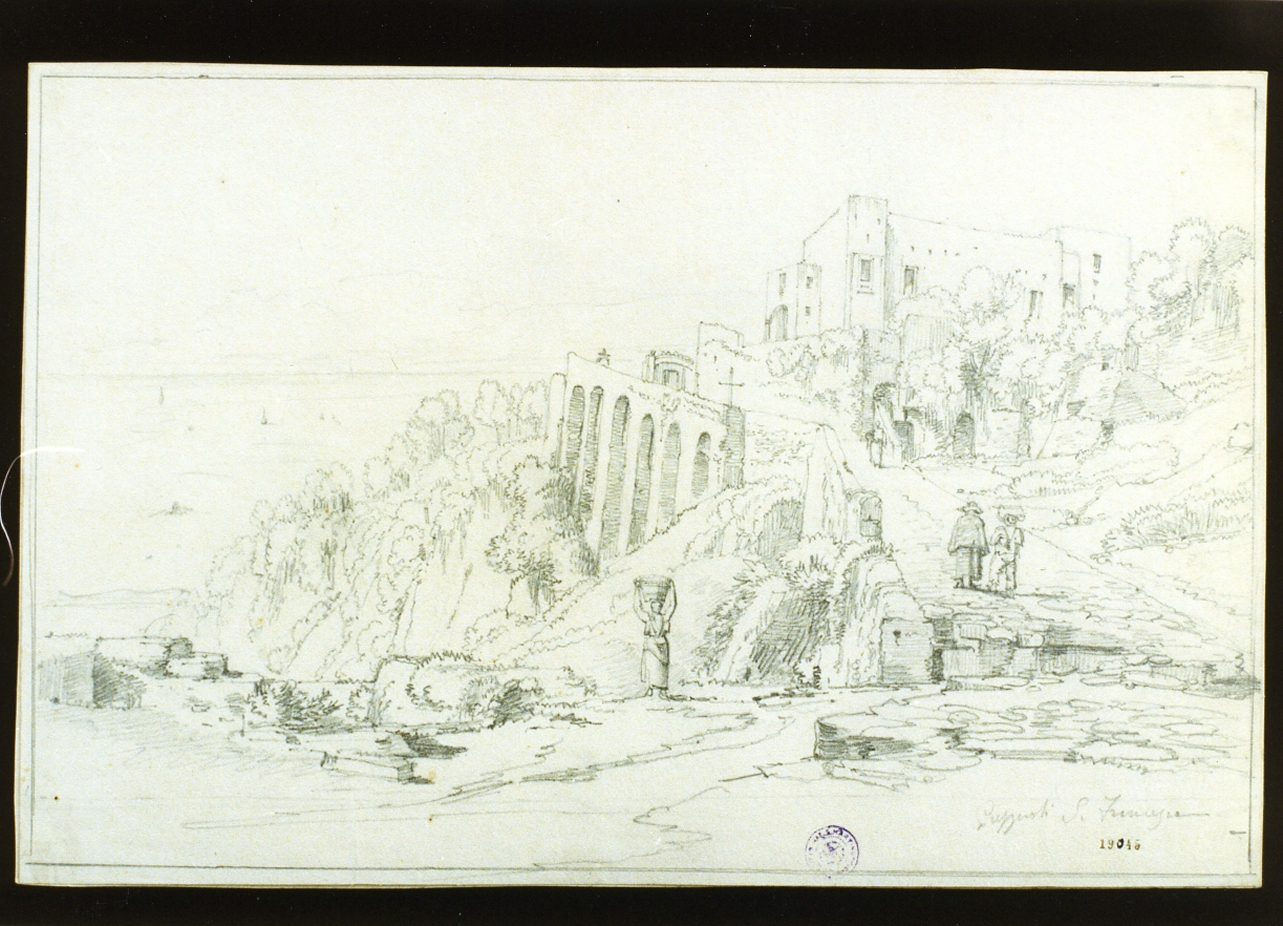studio di veduta del convento di San Francesco a Pozzuoli (disegno) di Gigante Giacinto (sec. XIX)
