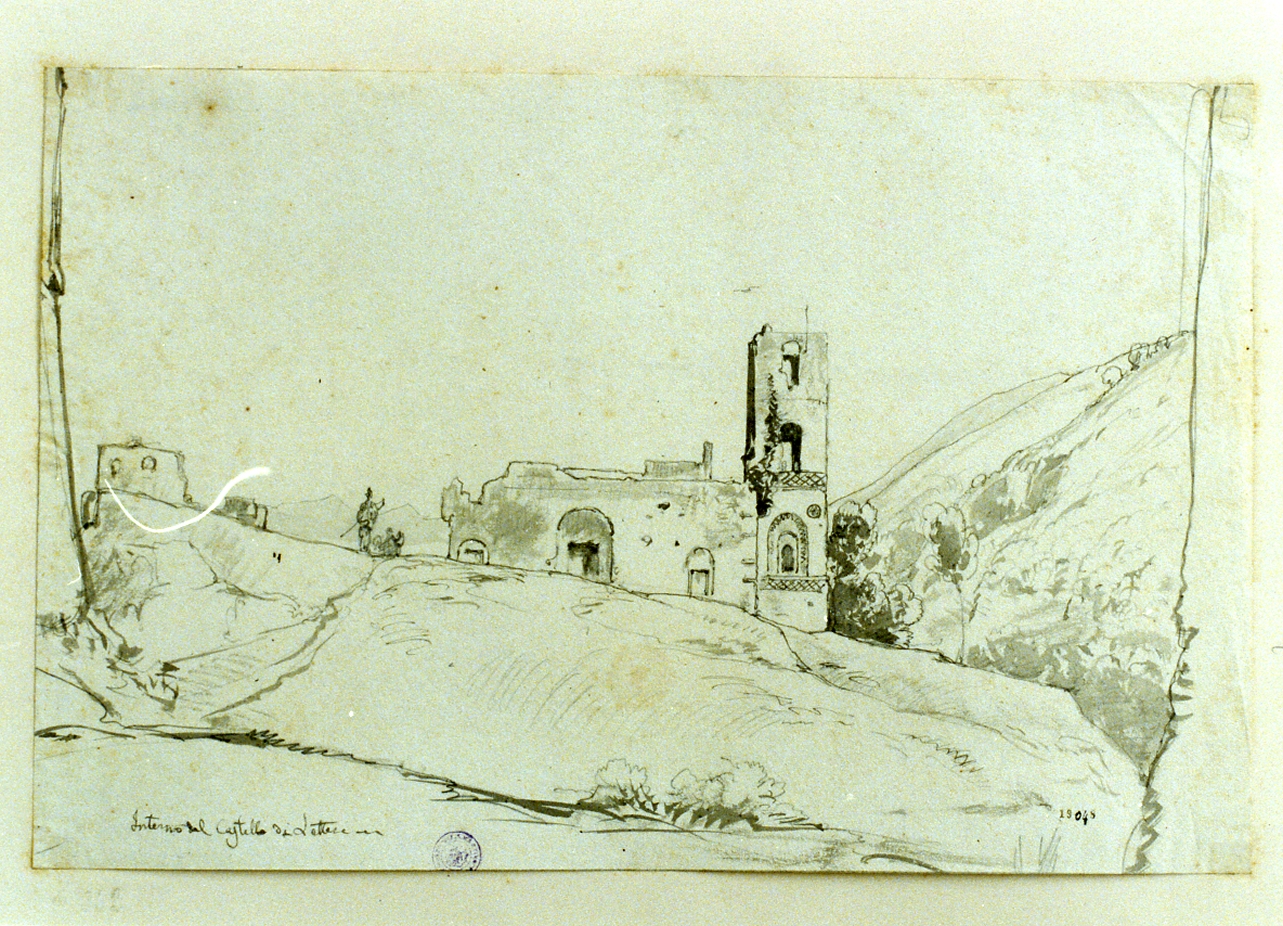studio del castello di Lettere (disegno) di Gigante Giacinto (sec. XIX)
