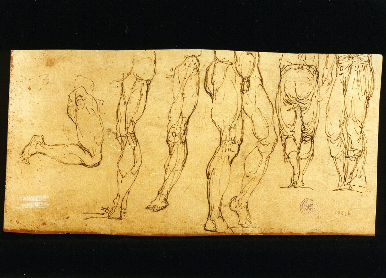 studio di gambe maschili (disegno) - ambito napoletano (sec. XIX)