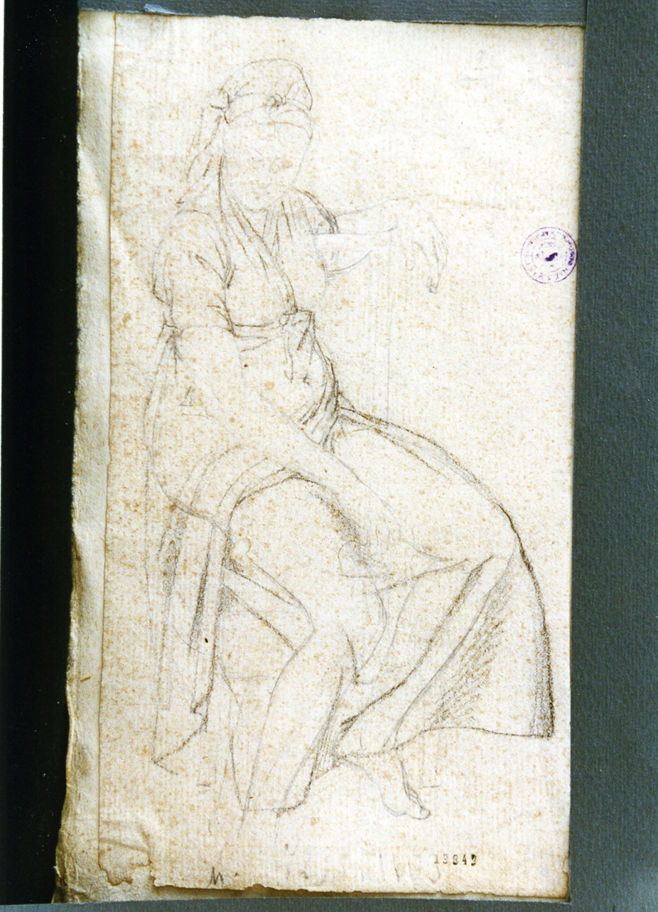 studio di donna seduta (disegno) - ambito napoletano (sec. XIX)