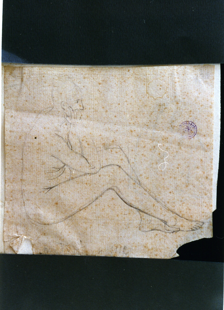 studio di figura femminile nuda seduta (disegno) - ambito napoletano (sec. XIX)
