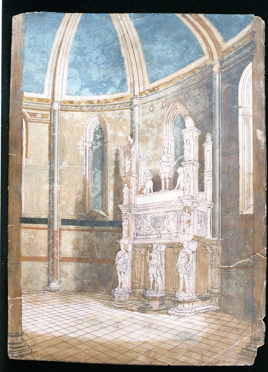 studio del sepolcro di Ser Gianni Caracciolo (disegno) - ambito napoletano (sec. XIX)