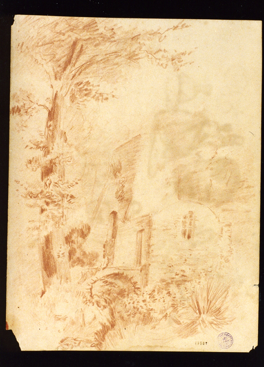 studio di casa rustica in campagna (disegno) - ambito napoletano (sec. XIX)