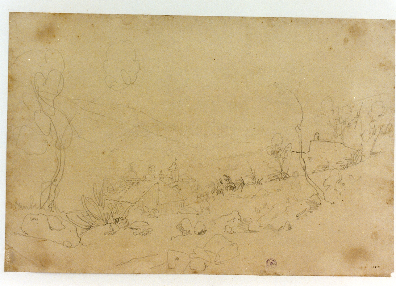 studio della veduta della valle di Maddaloni (disegno) - ambito napoletano (sec. XIX)