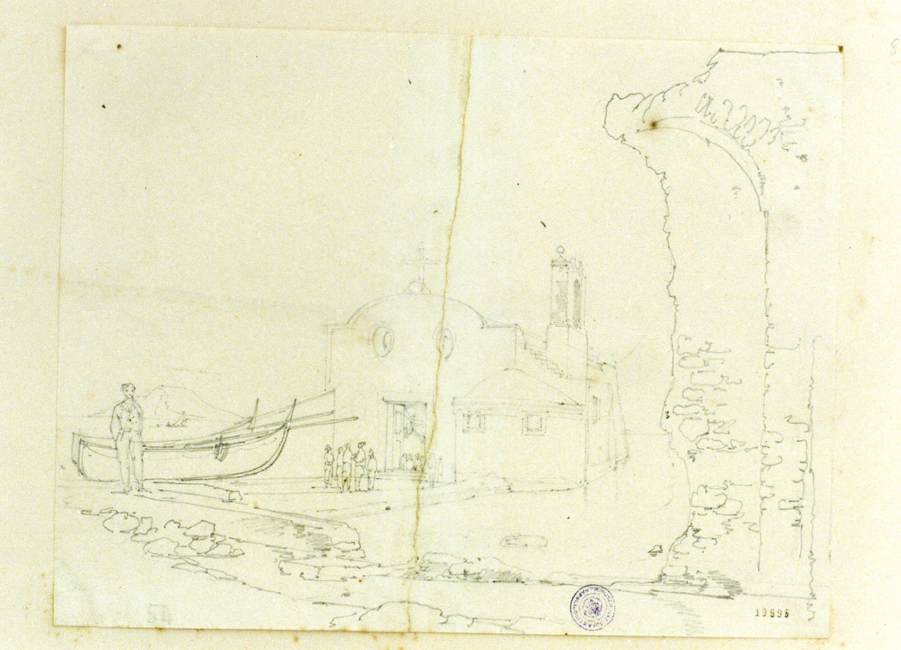 studio di chiesa di pescatori (disegno) - ambito napoletano (sec. XIX)