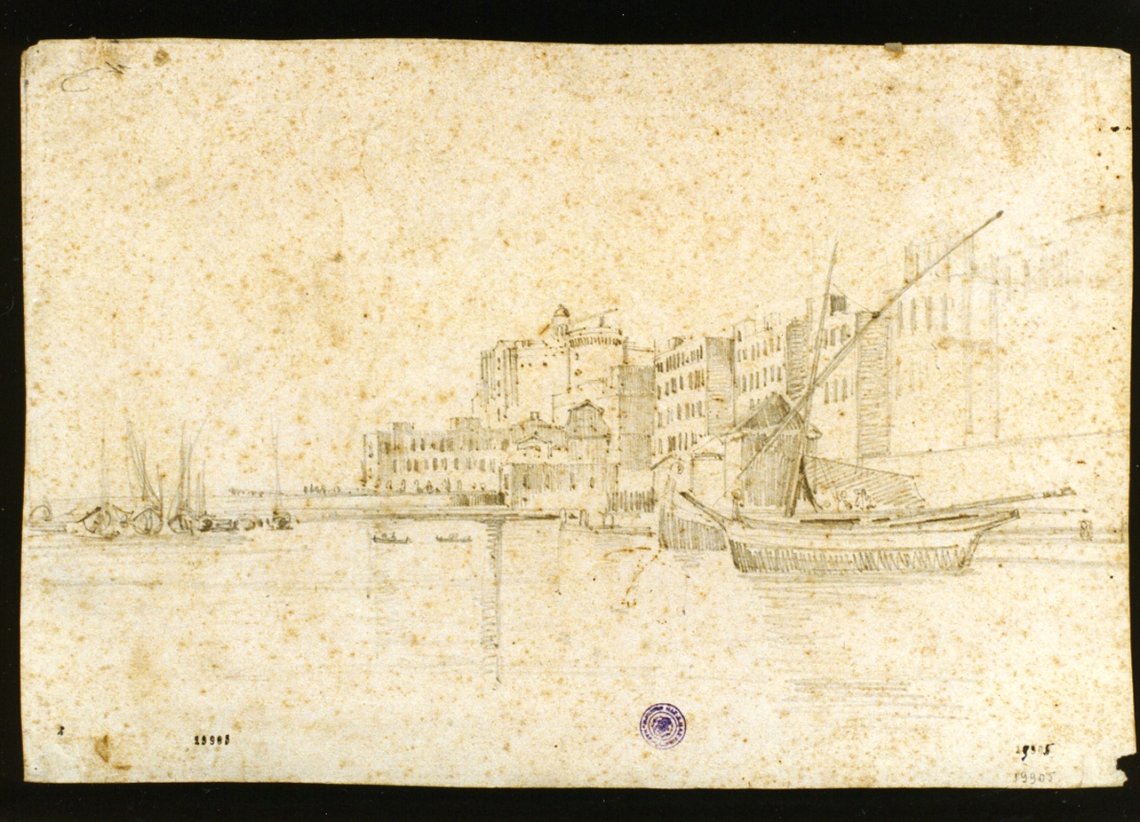 veduta di Napoli dal porto (disegno) - ambito napoletano (sec. XIX)