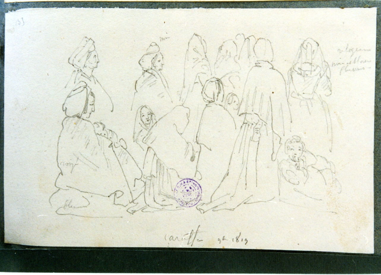 studio di figure femminili in preghiera (disegno) di Vervloet Frans (sec. XIX)