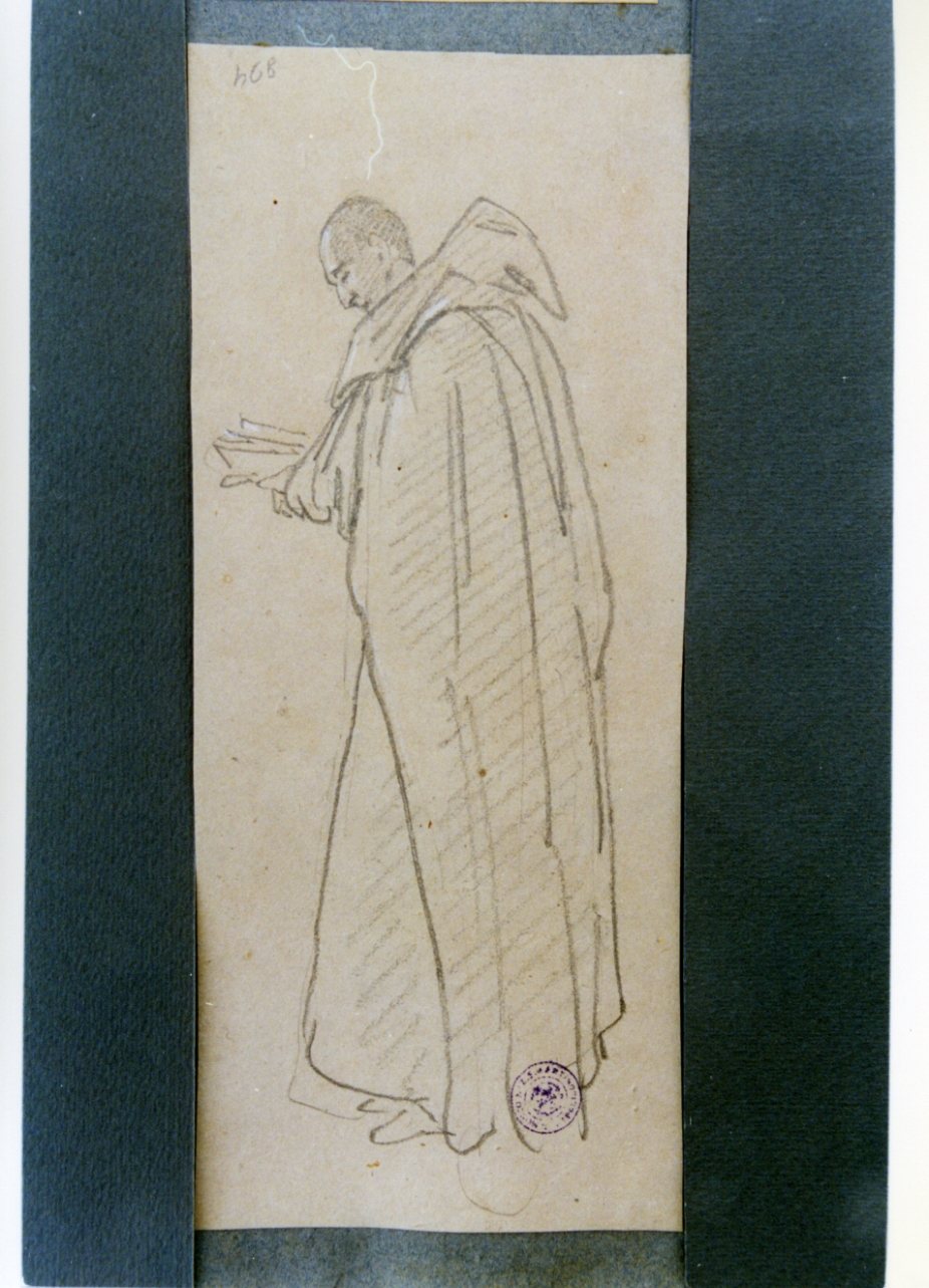 studio di monaco che legge (disegno) di Vervloet Frans (secondo quarto sec. XIX)