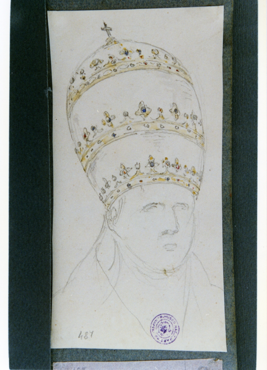 studio della tiara papale di Pio IX (disegno) di Vervloet Frans (sec. XIX)