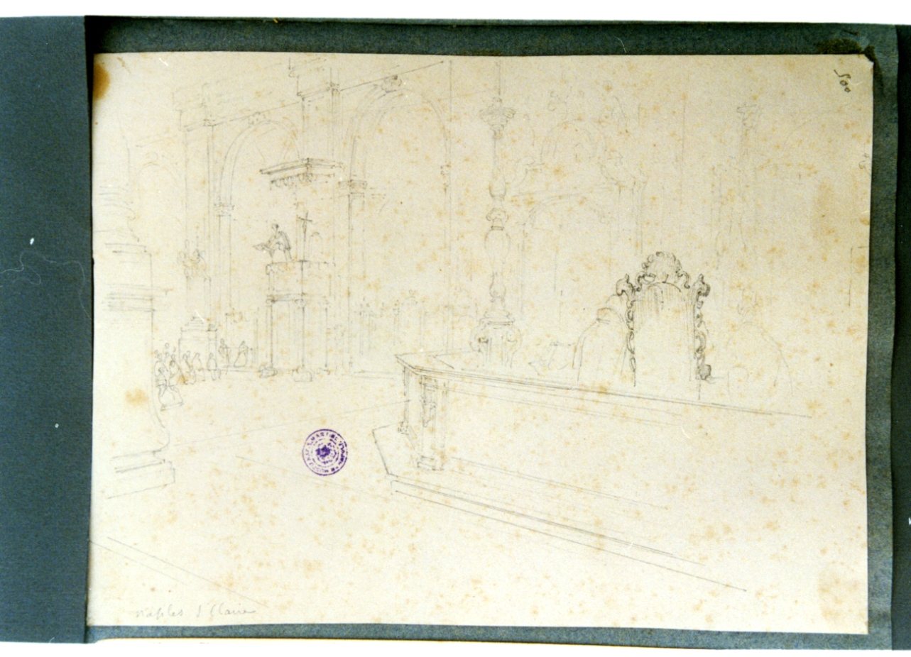 studio dell'interno della chiesa di Santa Chiara (disegno) di Vervloet Frans (sec. XIX)