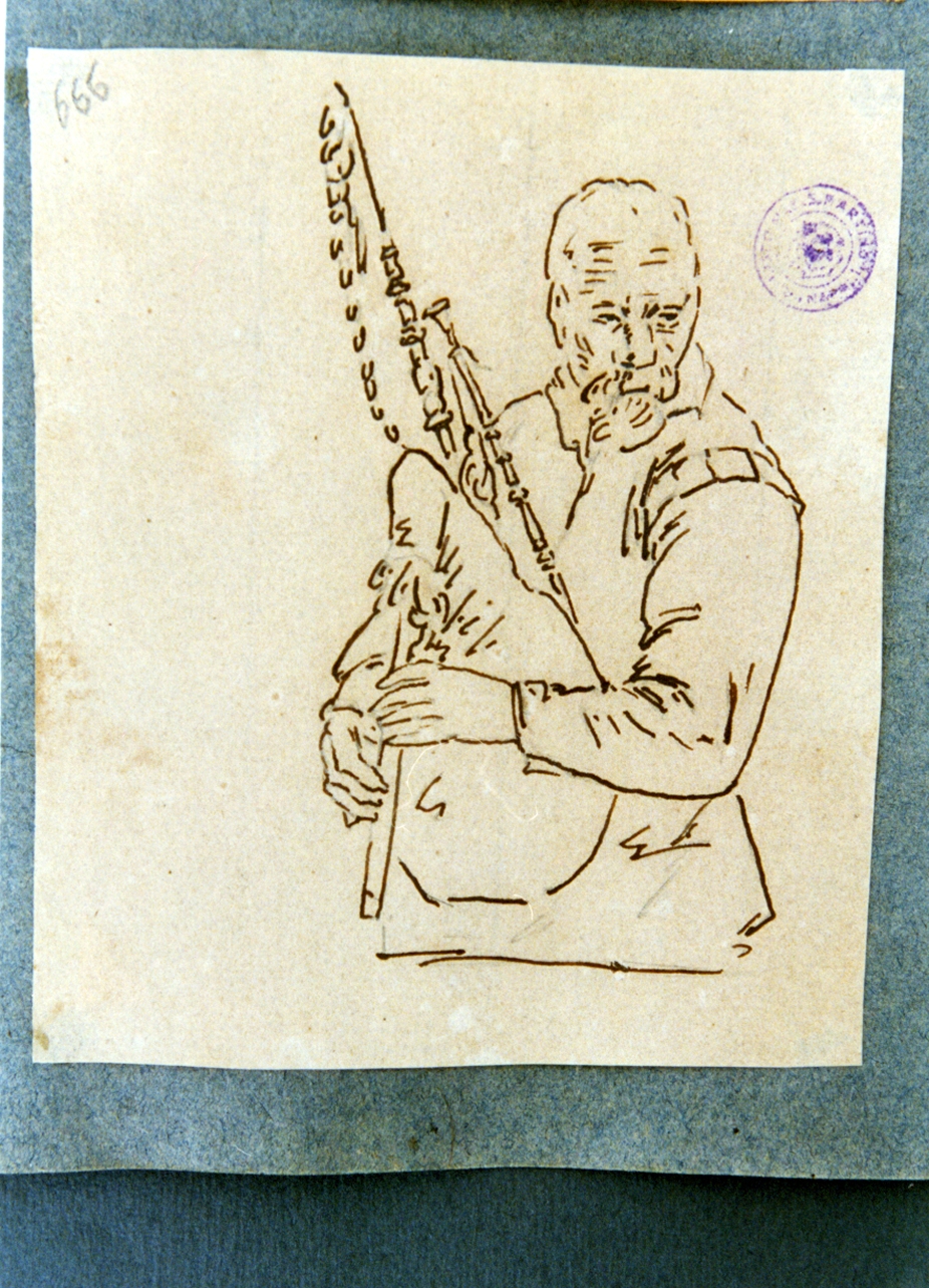 studio di zampognaro (disegno) di Vervloet Frans (secondo quarto sec. XIX)
