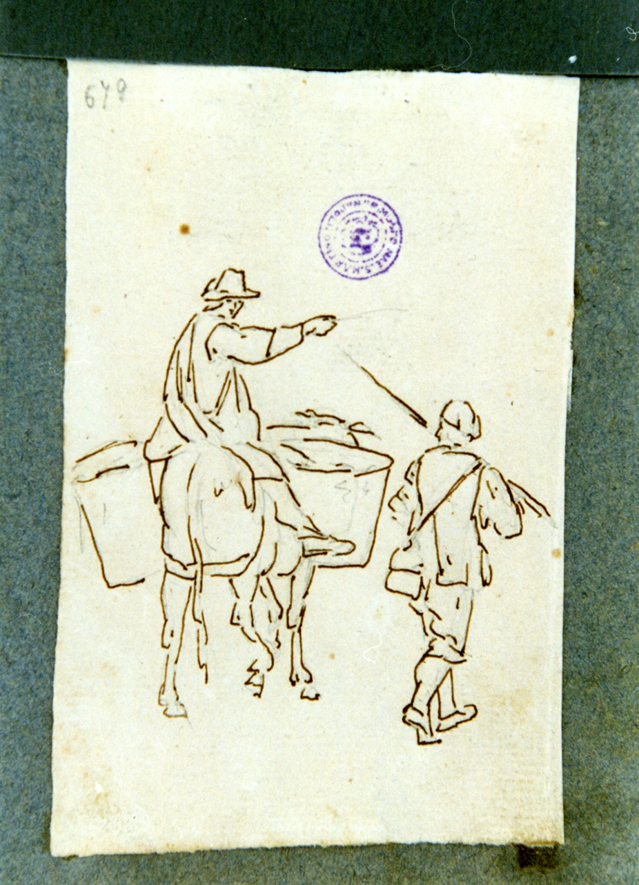 studio di contadini e mulo (disegno) di Vervloet Frans (secondo quarto sec. XIX)