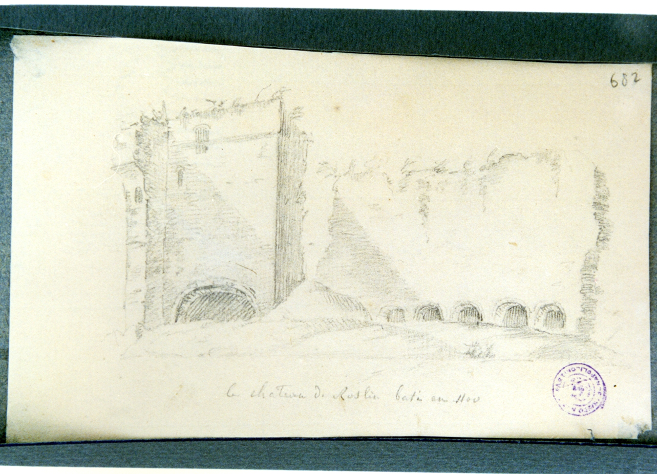 studio di ruderi di un castello (disegno) di Vervloet Frans (secondo quarto sec. XIX)
