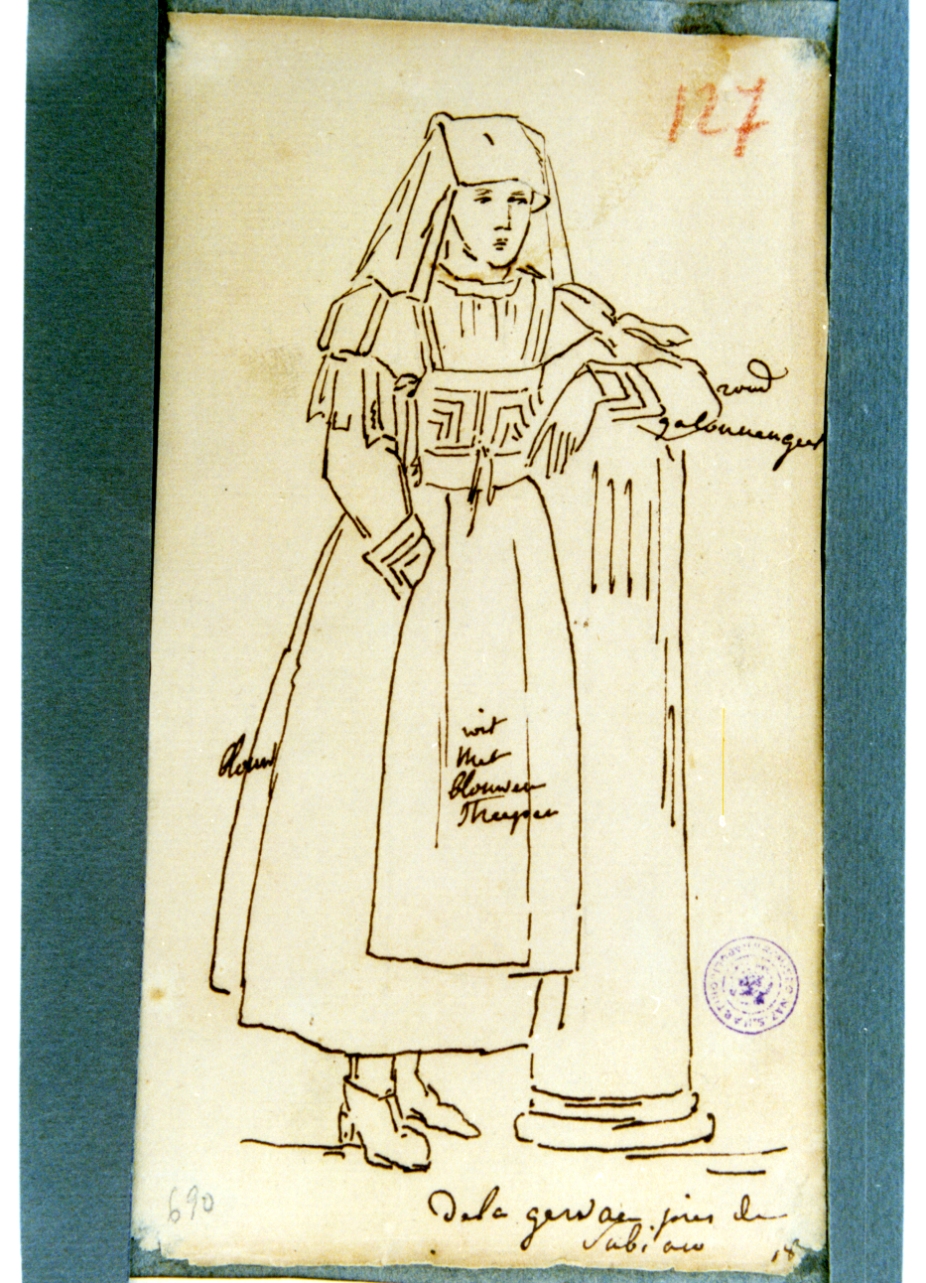studio di figura femminile in costume (disegno) di Vervloet Frans (secondo quarto sec. XIX)