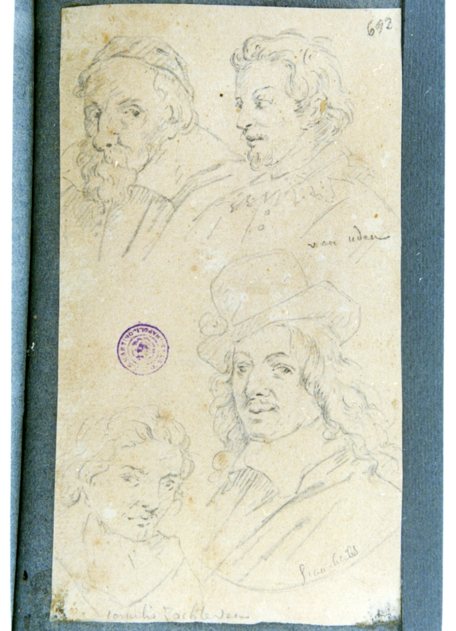 studio di volti maschili (disegno) di Vervloet Frans (secondo quarto sec. XIX)