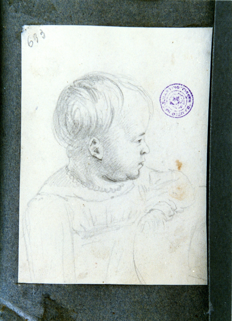 studio di volto di bambino di profilo (disegno) di Vervloet Frans (secondo quarto sec. XIX)