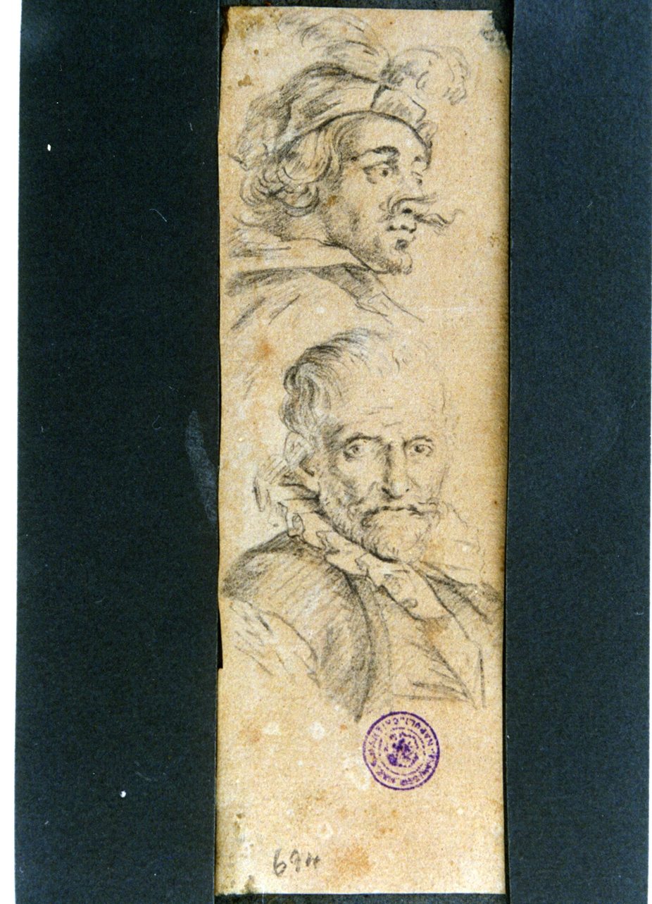 studio di volti maschili (disegno) di Vervloet Frans (secondo quarto sec. XIX)