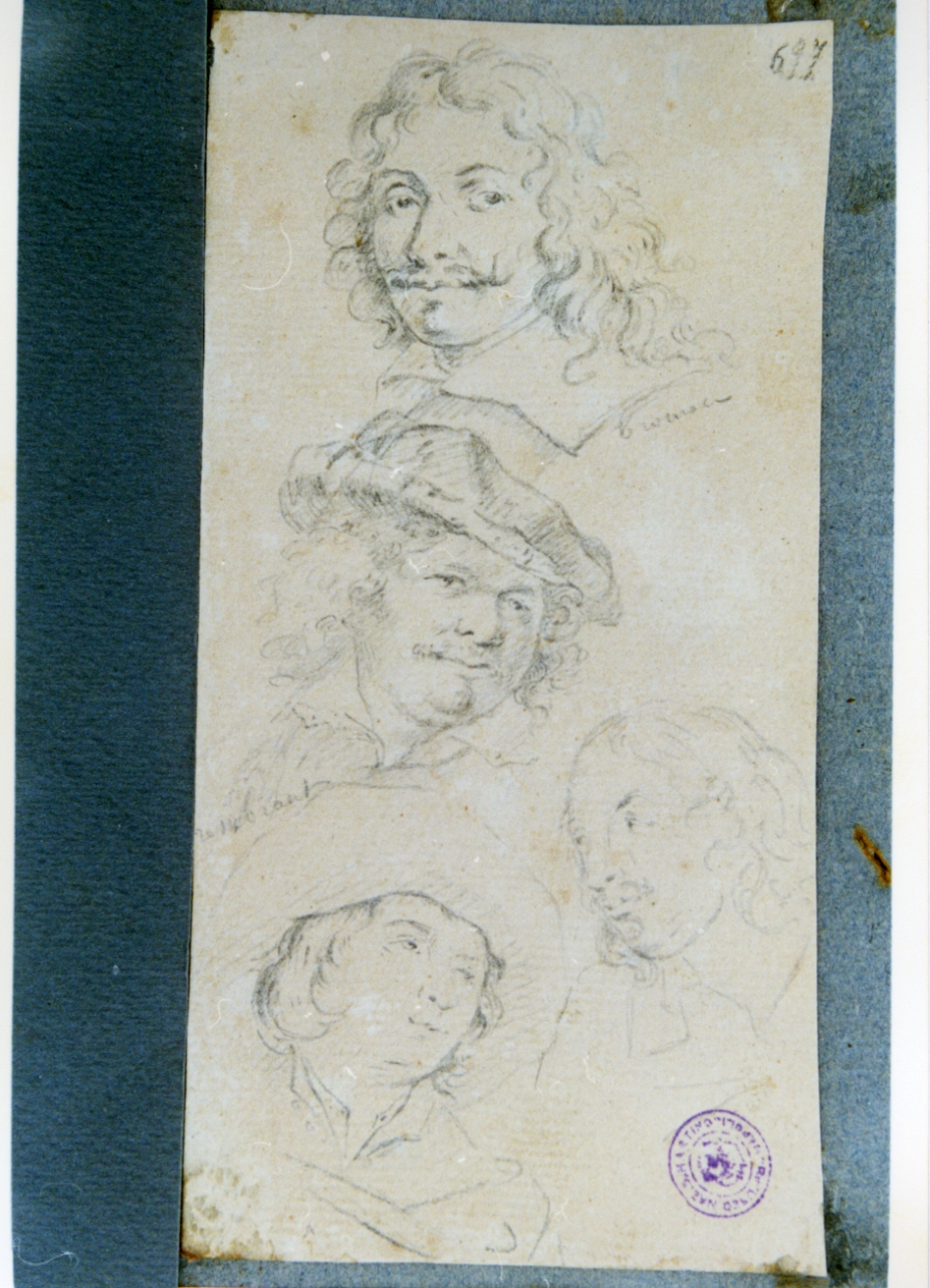 studio di volti maschili (disegno) di Vervloet Frans (secondo quarto sec. XIX)