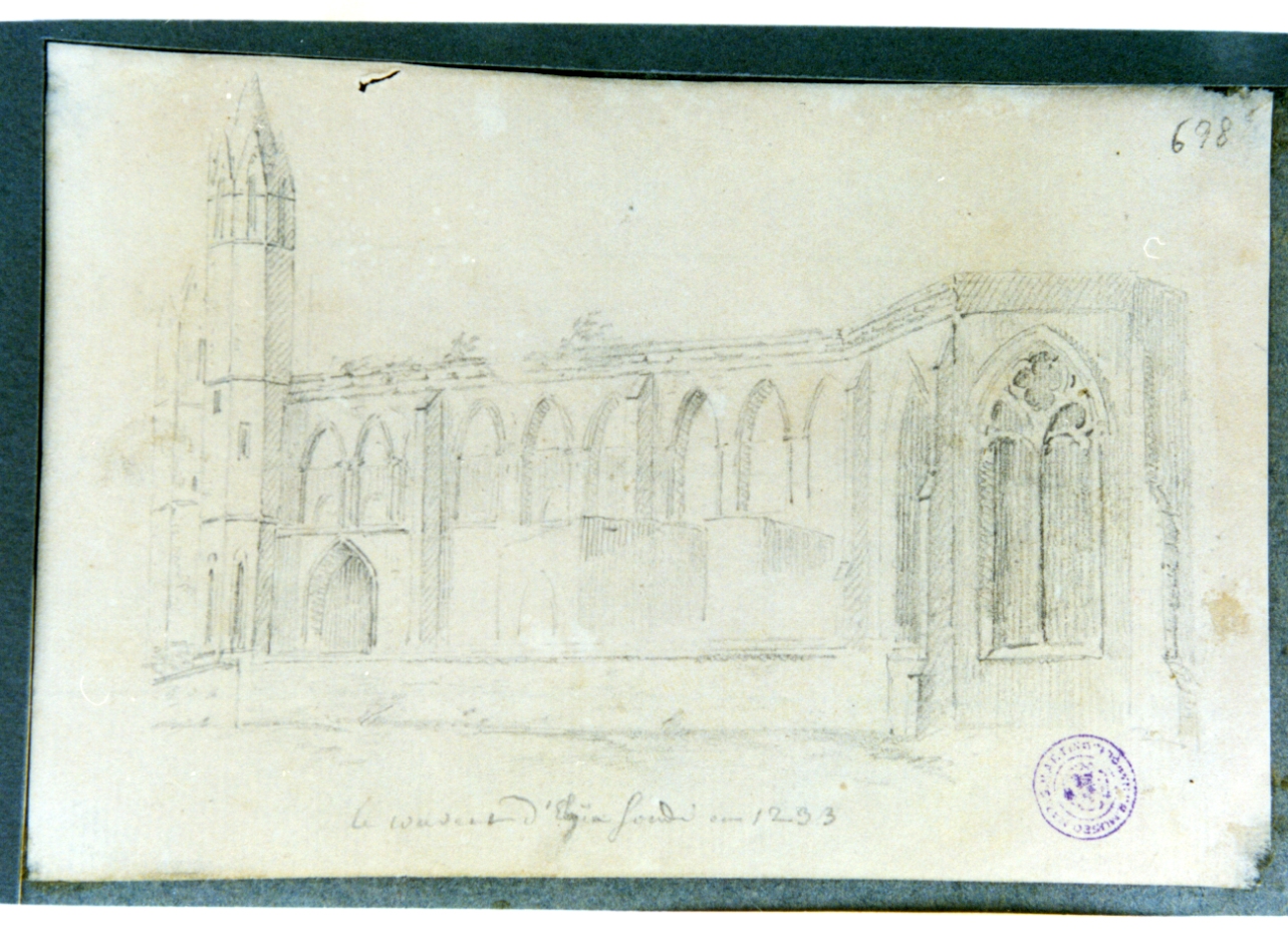 veduta di convento (disegno) di Vervloet Frans (secondo quarto sec. XIX)
