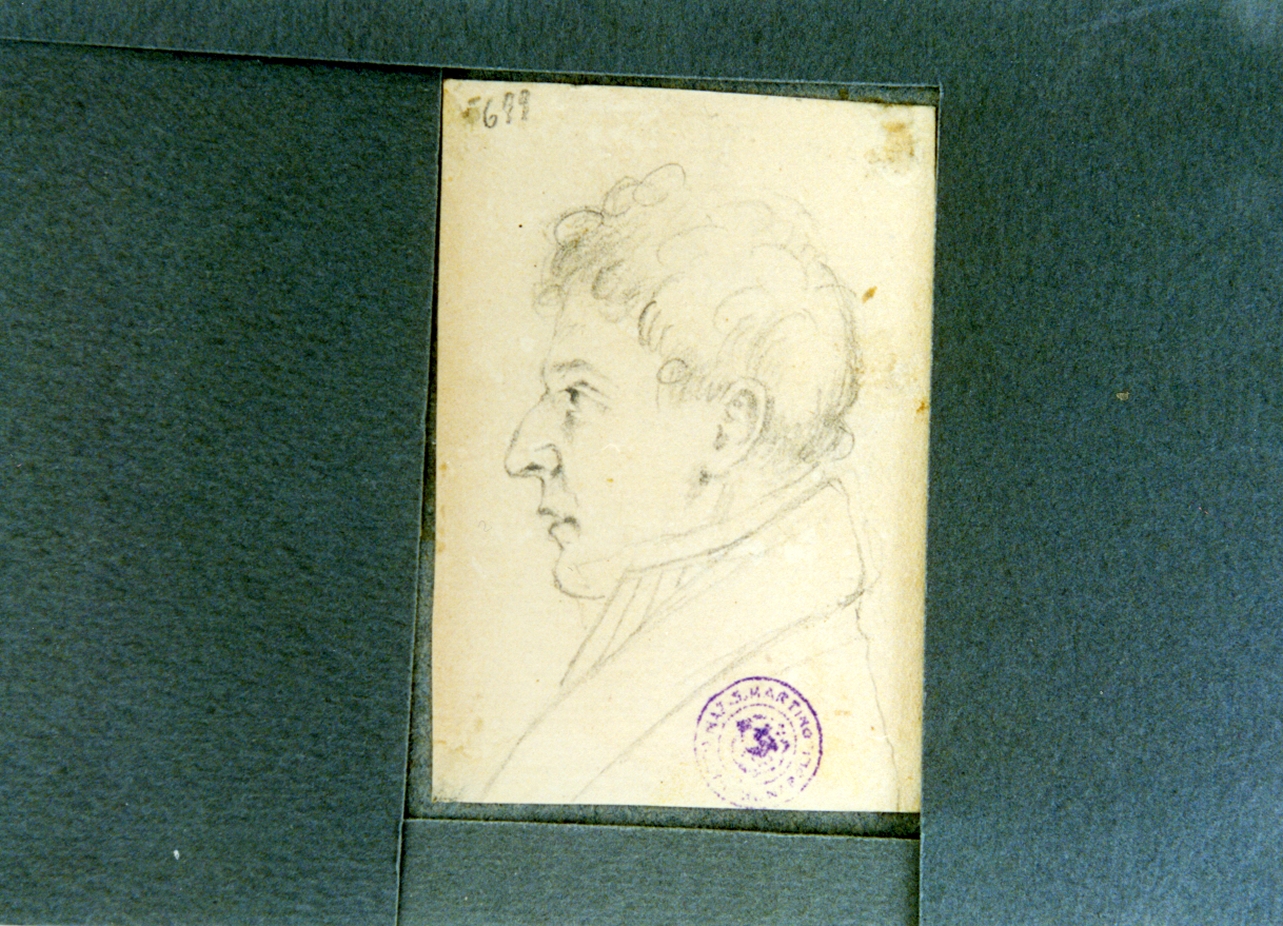 studio di volto maschile di profilo (disegno) di Vervloet Frans (secondo quarto sec. XIX)