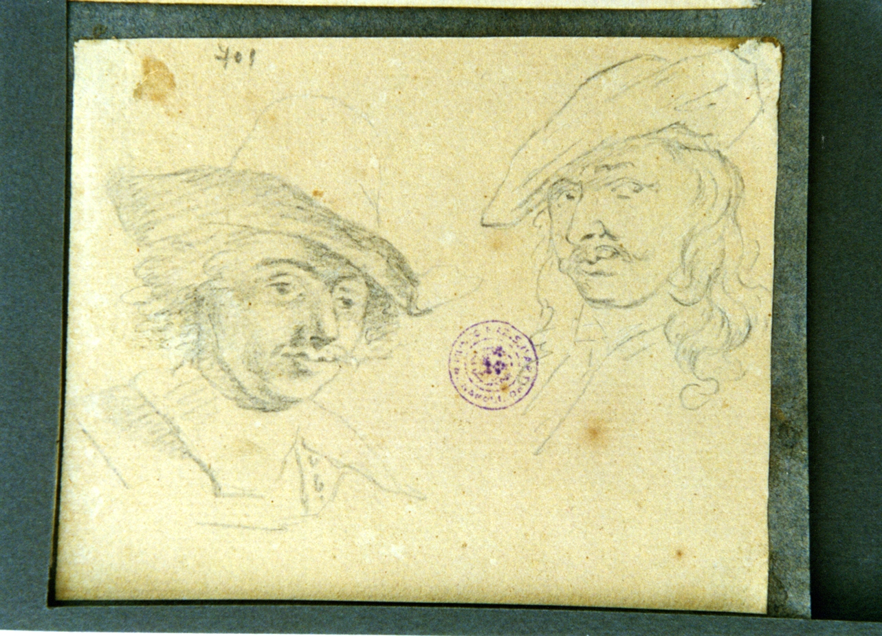 studio di volti maschili (disegno) di Vervloet Frans (secondo quarto sec. XIX)