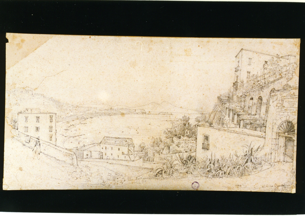 veduta di Napoli dalle rampe di Sant'Antonio a Posillipo (disegno) di Gigante Achille (sec. XIX)