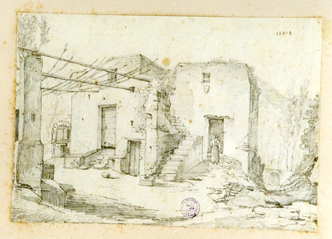 studio di case rustiche (disegno) di Gigante Ercole Leone (sec. XIX)