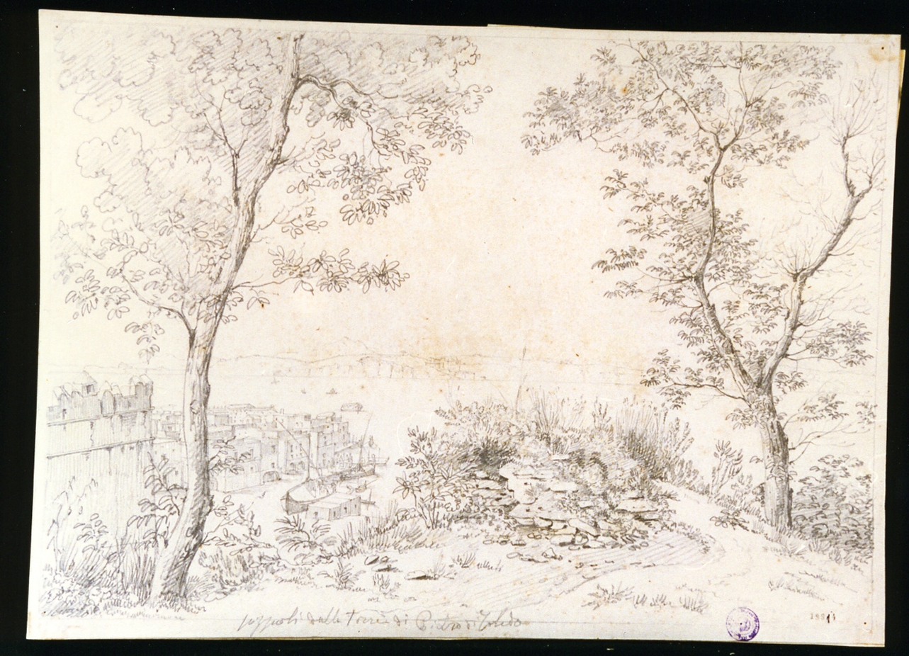 veduta di Pozzuoli (disegno) di Gigante Ercole Leone (sec. XIX)