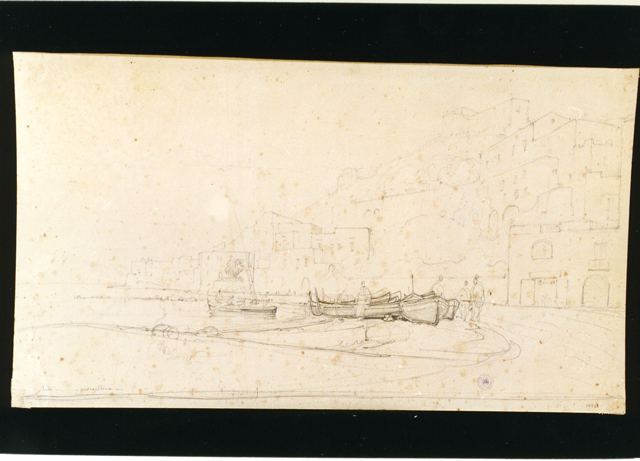 studio di strada di Mergellina a Napoli (disegno) di Gigante Giacinto (sec. XIX)