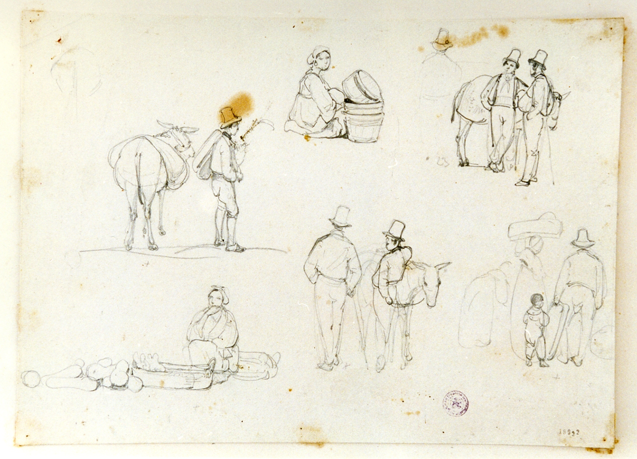 studio di contadini (disegno) di Gigante Giacinto (sec. XIX)