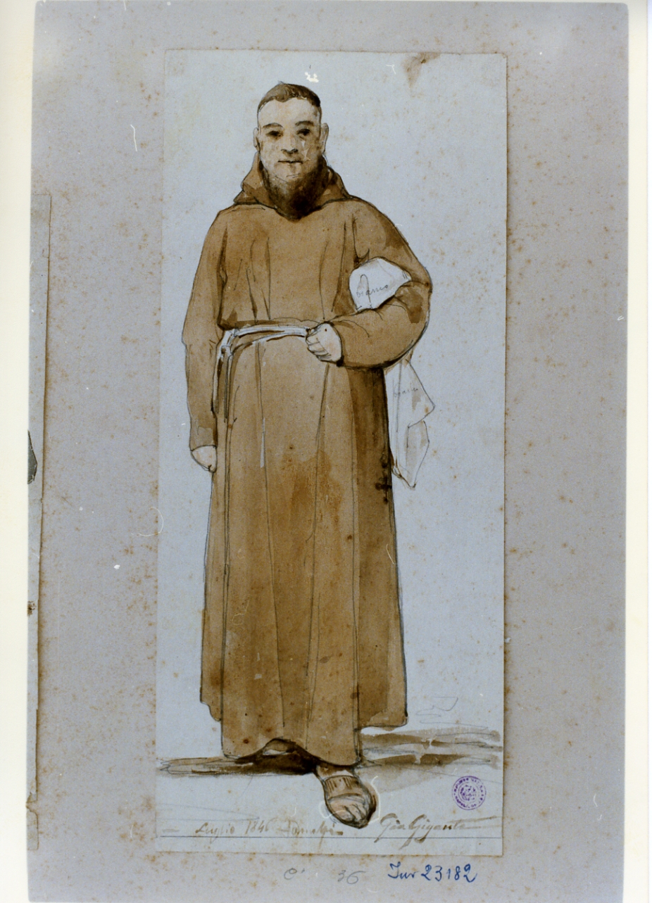 studio di monaco francescano (disegno) di Gigante Giacinto (sec. XIX)