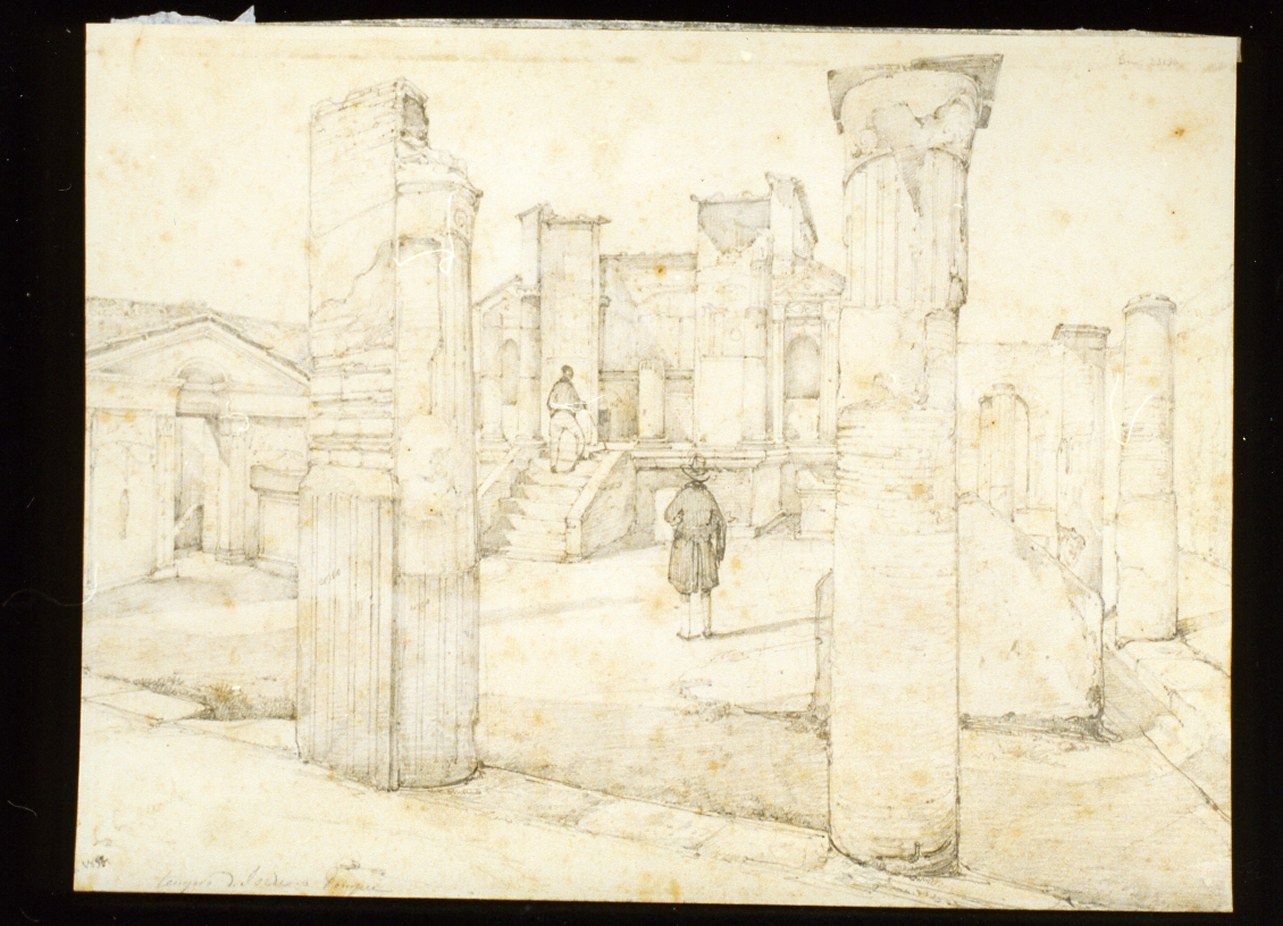 veduta del Tempio di Iside a Pompei (disegno) di Franceschini Vincenzo (sec. XIX)