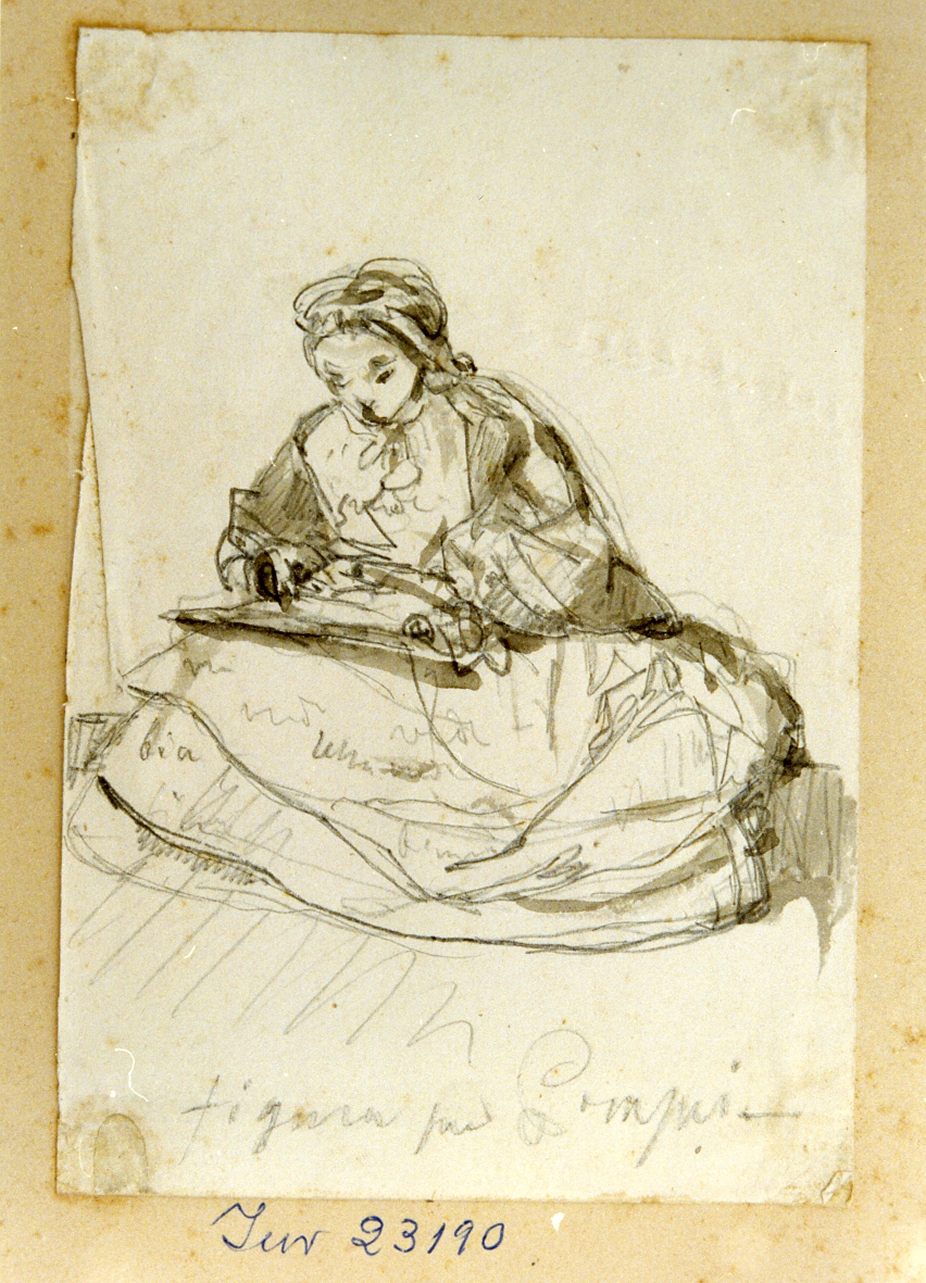 studio di figura femminile seduta (disegno) di Gigante Giacinto (sec. XIX)