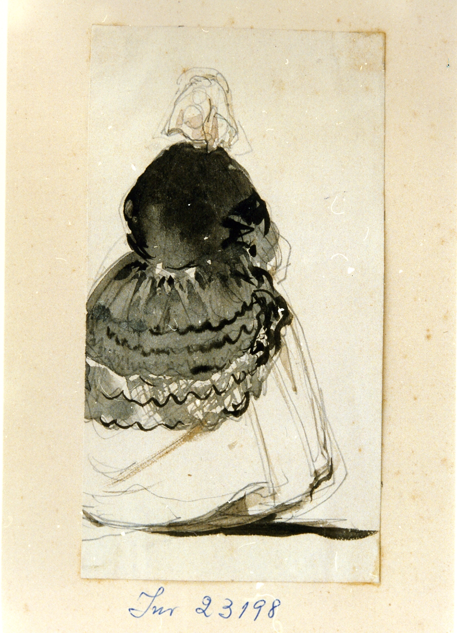 studio di figura femminile di spalle (disegno) di Gigante Giacinto (sec. XIX)