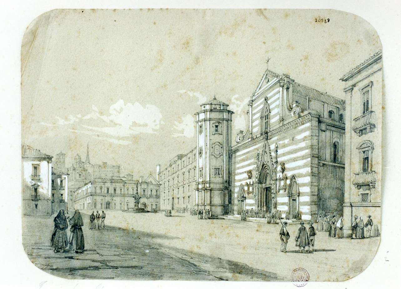 veduta dell'ospedale militare di Messina (disegno) di Duclère Teodoro (sec. XIX)