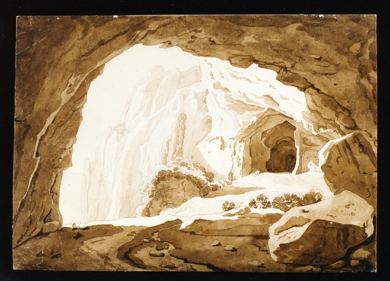 veduta della grotta di Matromania a Capri (disegno) di Gigante Giacinto (sec. XIX)