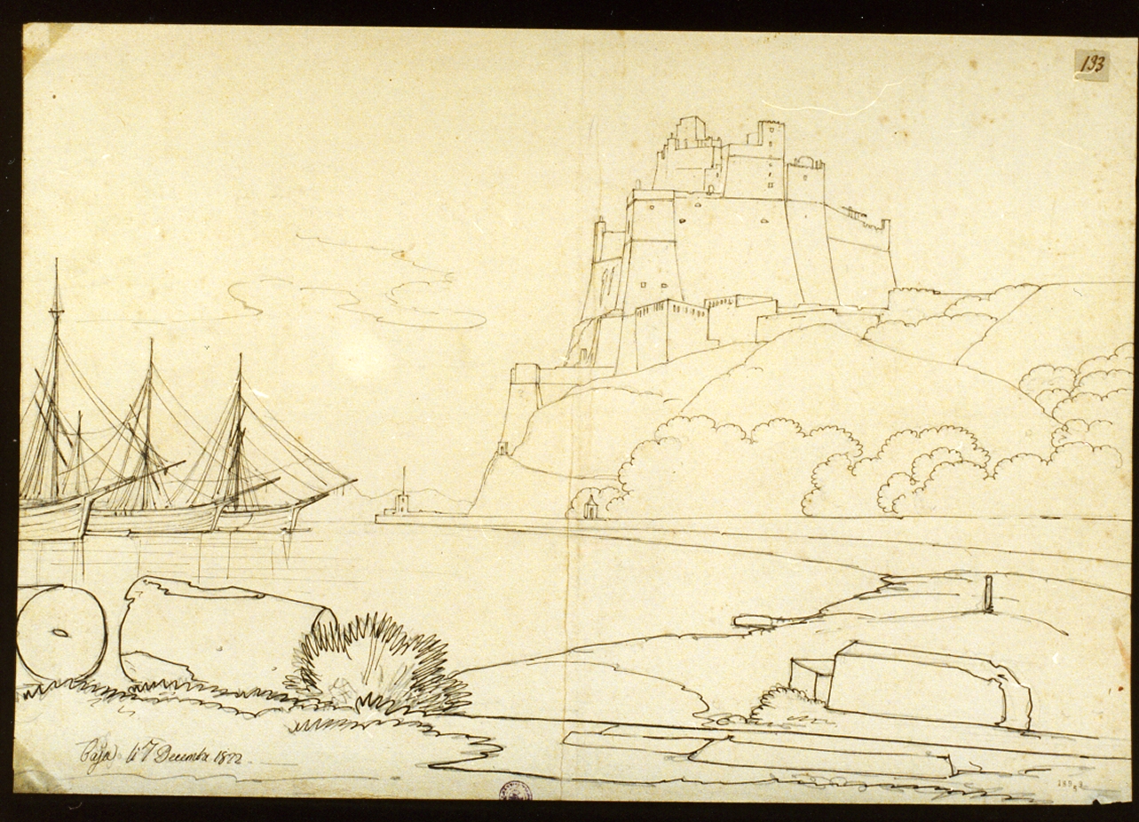 veduta del castello di Baia (disegno) di Gigante Giacinto (sec. XIX)