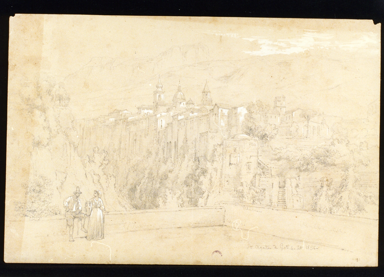 veduta di Sant'Agata dei Goti (disegno) di Vianelli Achille (sec. XIX)