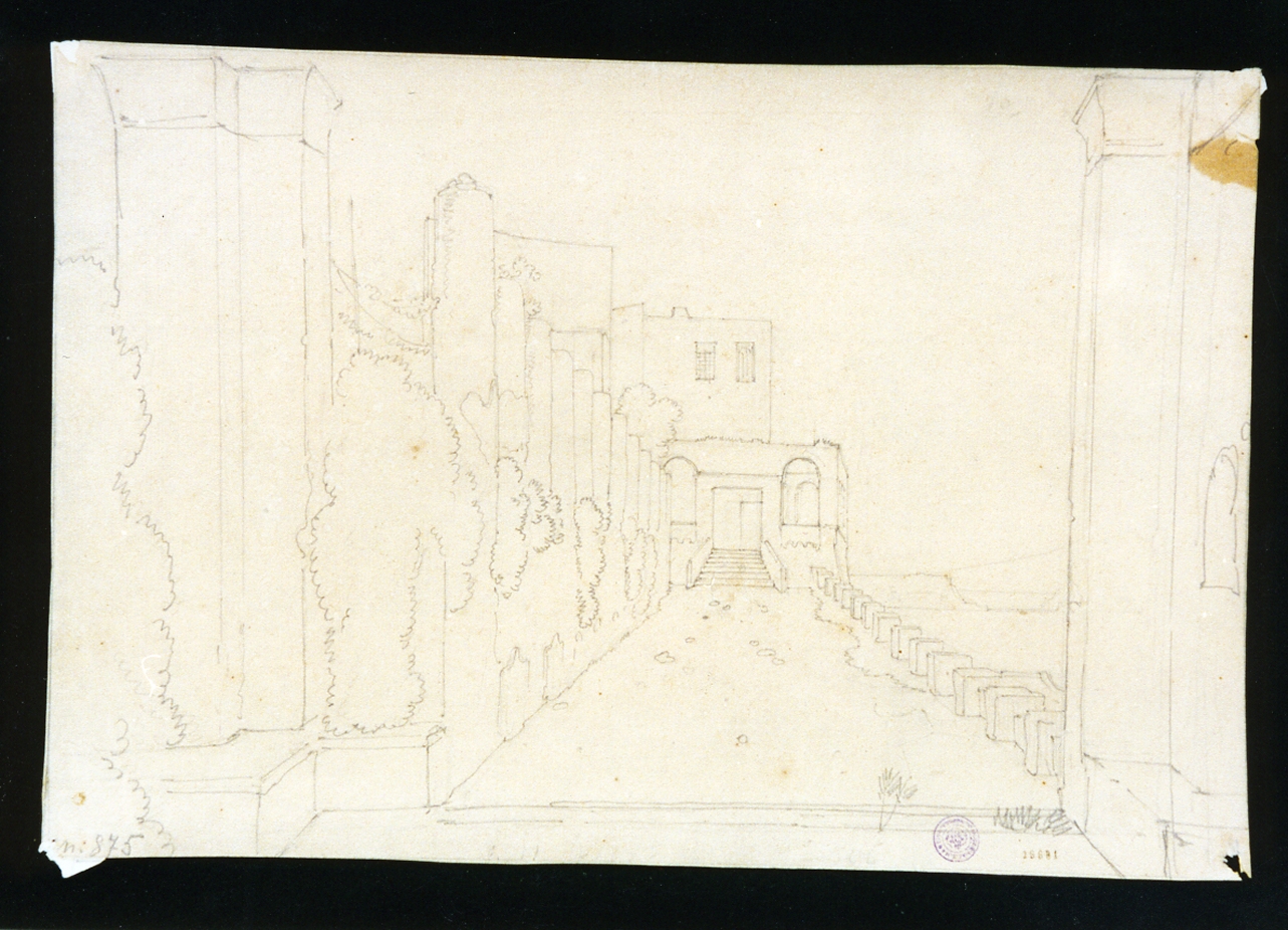 stufe di Nerone a Baia (disegno) di Vianelli Achille (sec. XIX)
