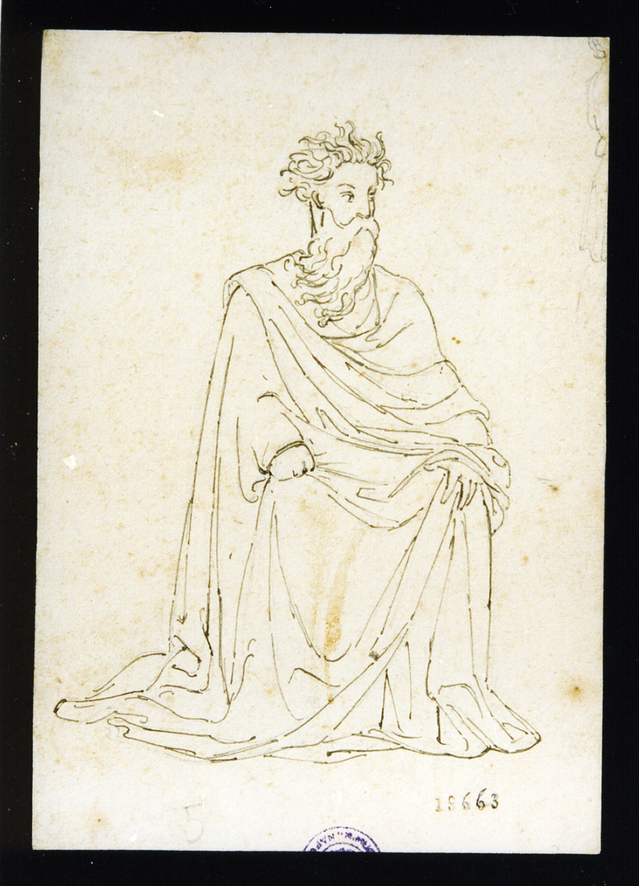 studio di vecchio assiso (disegno) di Vianelli Achille (sec. XIX)