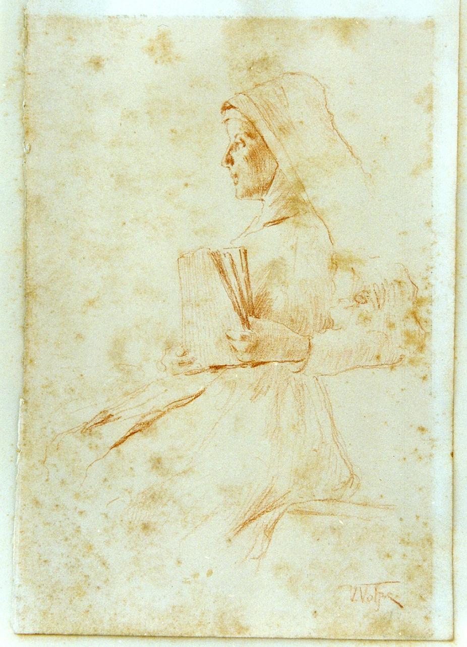 studio di monaca con libro in mano (disegno) di Volpe Vincenzo (sec. XIX)