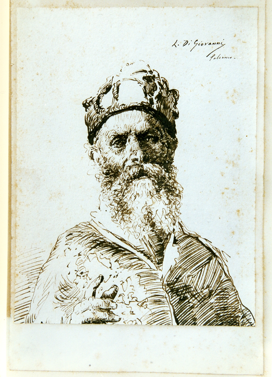 studio di figura maschile barbuta (disegno) di Morelli Domenico (sec. XIX)