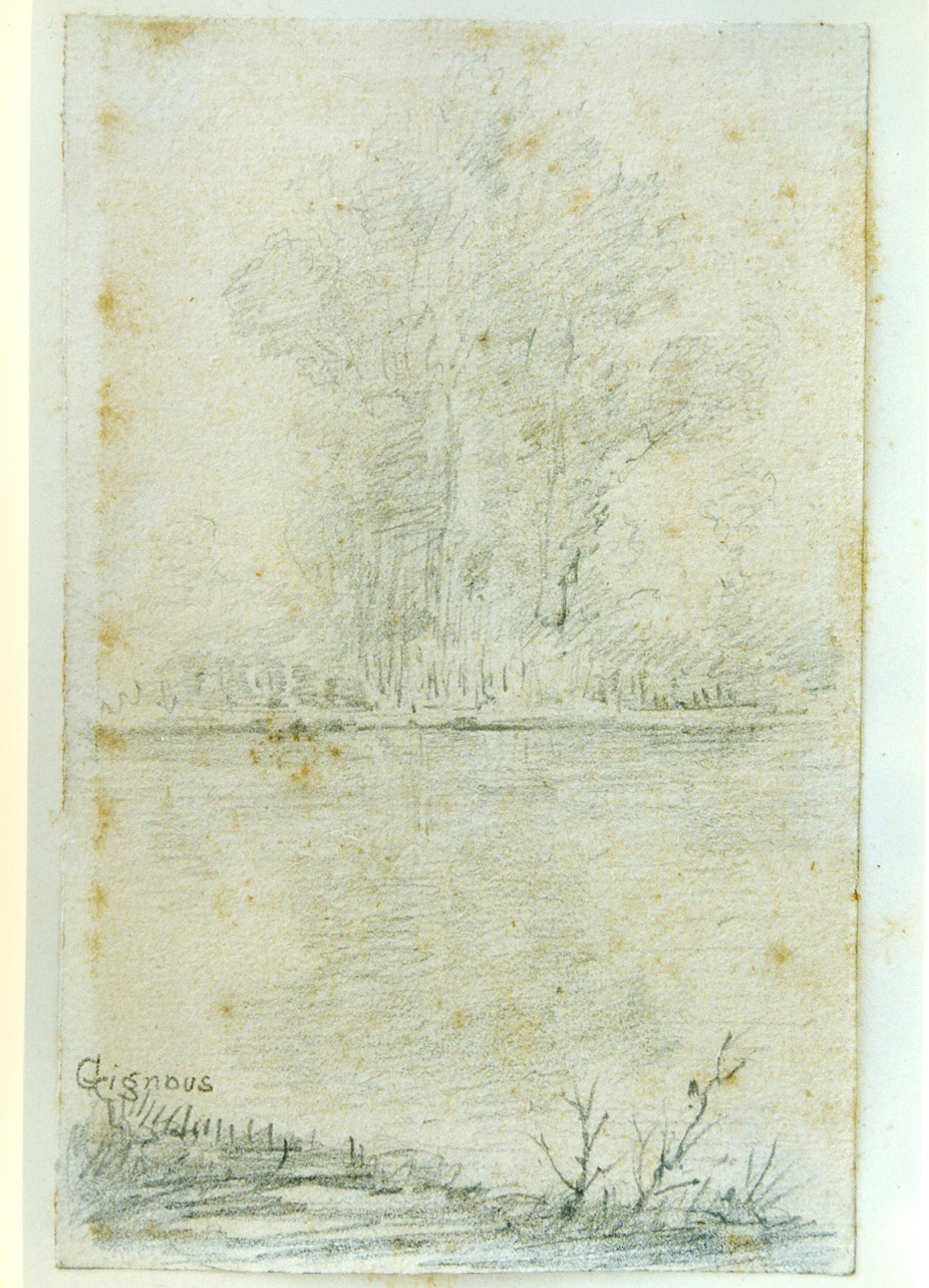 studio di paesaggio lacustre (disegno) di Gignous Eugenio (sec. XIX)