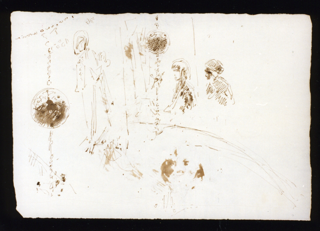 studio di figure in una chiesa (disegno) di Vetri Paolo (fine/inizio secc. XIX/ XX)