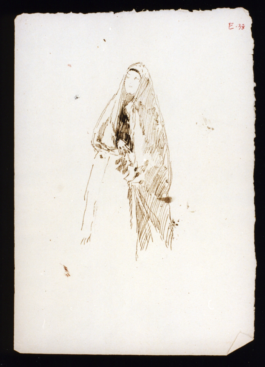 studio di figura femminile panneggiata (disegno) di Vetri Paolo (secc. XIX/ XX)