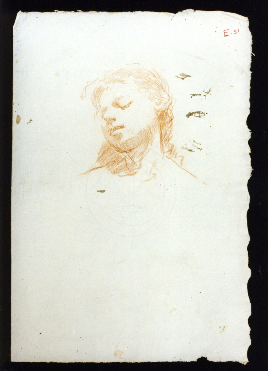 studio di volto di donna con gli occhi chiusi (disegno) di Vetri Paolo (secc. XIX/ XX)