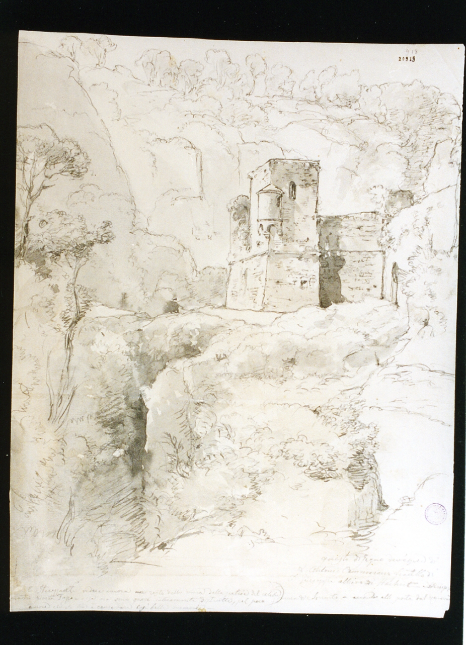 veduta delle mura di Sorrento (disegno) di Cammarano Antonio (sec. XIX)
